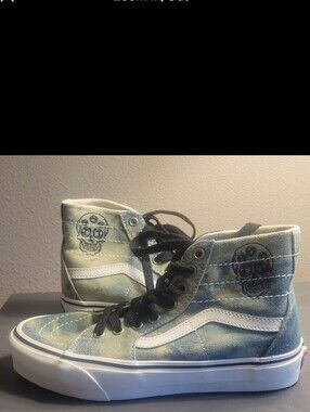 Vans Acid denim jeans Sk8-Hi With Skulls shoes m7 Hi top